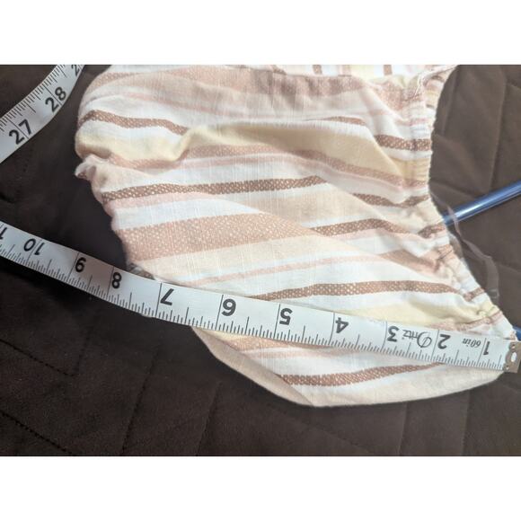 Women's pretty cropped peasant top w/neutral light stripes by Derrick Heart, XL - Picture 10 of 10